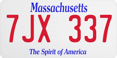 MA license plate 7JX337