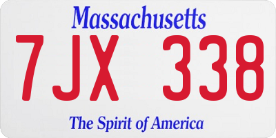 MA license plate 7JX338