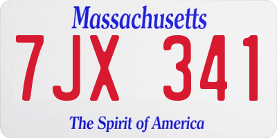 MA license plate 7JX341