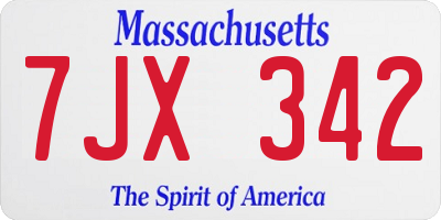 MA license plate 7JX342
