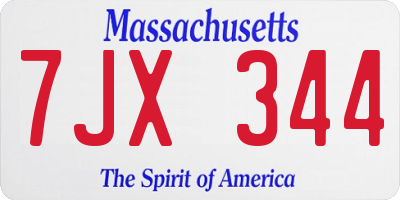 MA license plate 7JX344