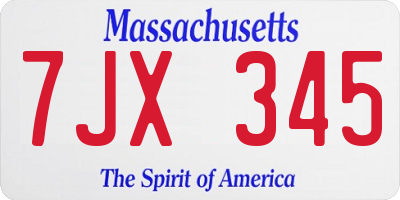 MA license plate 7JX345