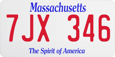 MA license plate 7JX346