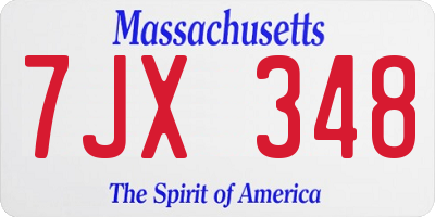 MA license plate 7JX348