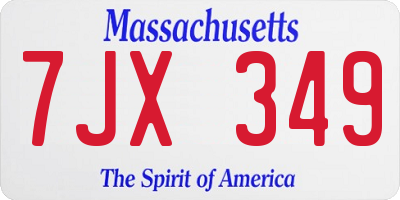 MA license plate 7JX349