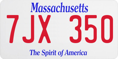 MA license plate 7JX350