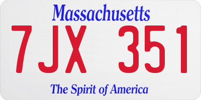 MA license plate 7JX351