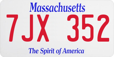 MA license plate 7JX352