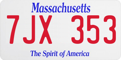 MA license plate 7JX353