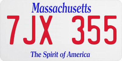 MA license plate 7JX355