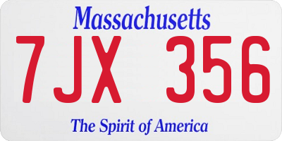 MA license plate 7JX356