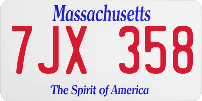 MA license plate 7JX358