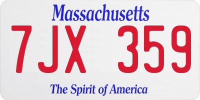 MA license plate 7JX359