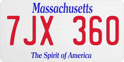 MA license plate 7JX360