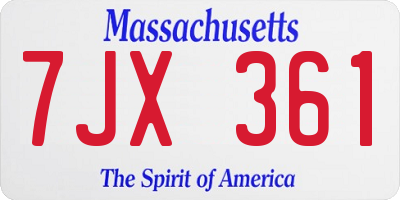 MA license plate 7JX361