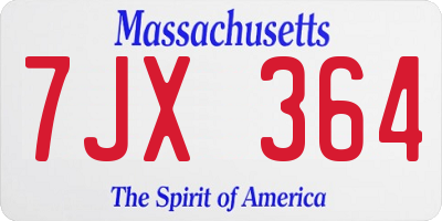 MA license plate 7JX364