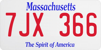 MA license plate 7JX366