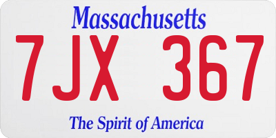 MA license plate 7JX367