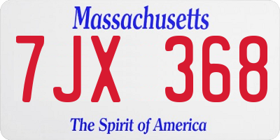 MA license plate 7JX368