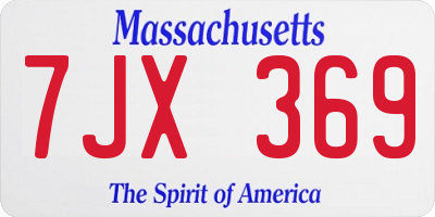 MA license plate 7JX369