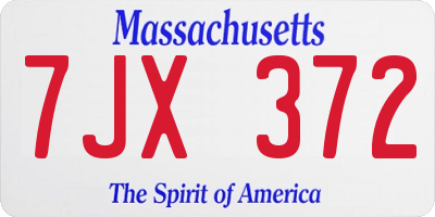 MA license plate 7JX372