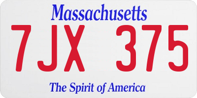 MA license plate 7JX375