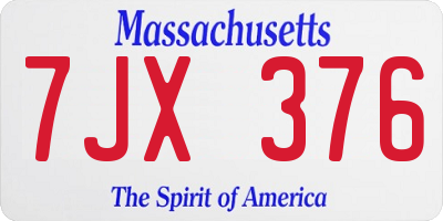 MA license plate 7JX376