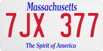 MA license plate 7JX377