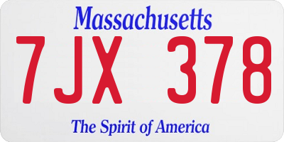 MA license plate 7JX378