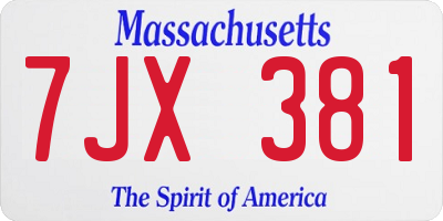 MA license plate 7JX381