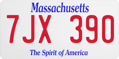 MA license plate 7JX390