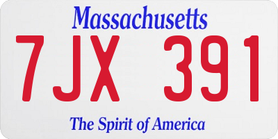 MA license plate 7JX391