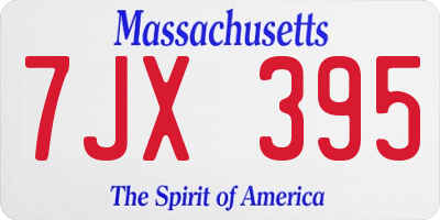 MA license plate 7JX395