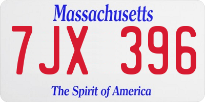 MA license plate 7JX396