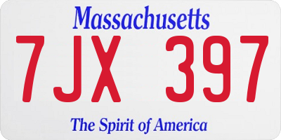 MA license plate 7JX397