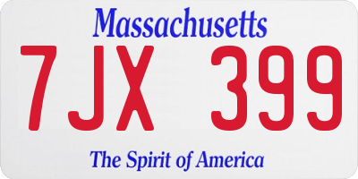 MA license plate 7JX399