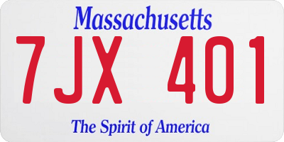MA license plate 7JX401