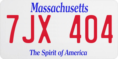 MA license plate 7JX404