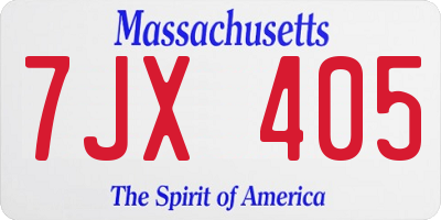 MA license plate 7JX405