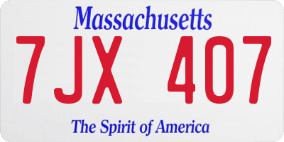 MA license plate 7JX407