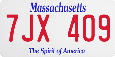 MA license plate 7JX409
