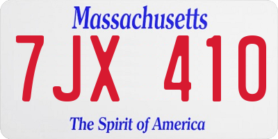 MA license plate 7JX410