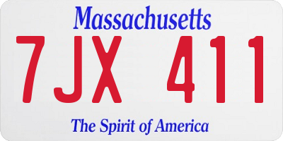 MA license plate 7JX411