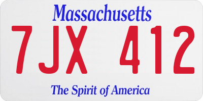 MA license plate 7JX412