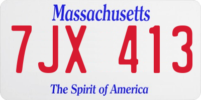 MA license plate 7JX413