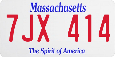 MA license plate 7JX414