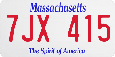 MA license plate 7JX415