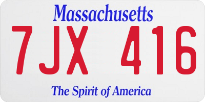 MA license plate 7JX416