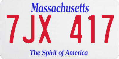 MA license plate 7JX417