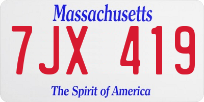 MA license plate 7JX419